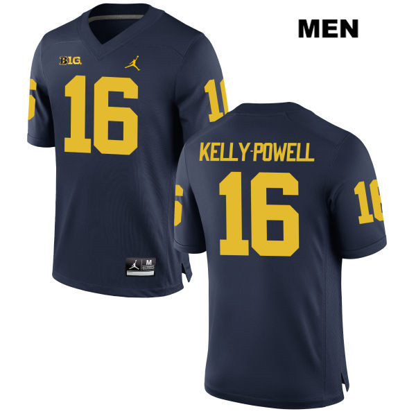 Men's NCAA Michigan Wolverines Jaylen Kelly-Powell #16 Navy Jordan Brand Authentic Stitched Football College Jersey QW25J25QA